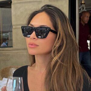 Celine CL40187I 01A Sunglasses Black Cat Eye Frame, Grey Lenses